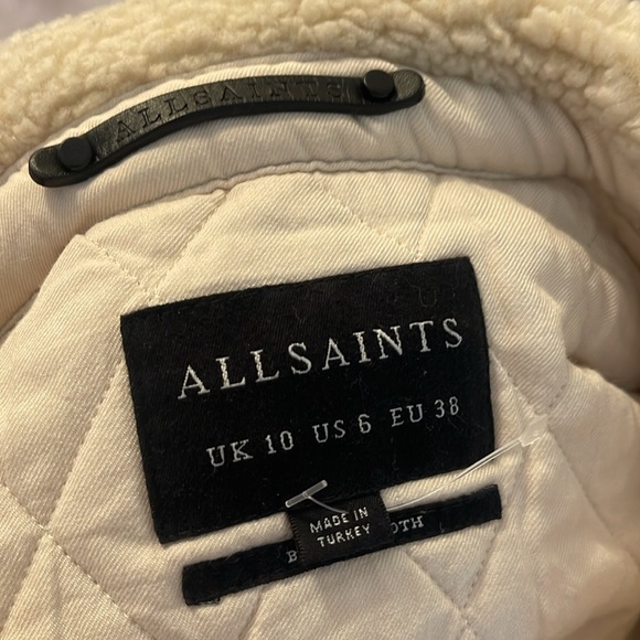 Allsaints US6 dark cream heavy sherpa button-down shacket coat - Picture 7 of 8